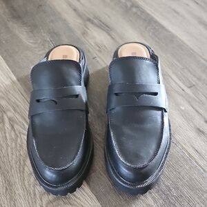 Blondo Black Leather Mules